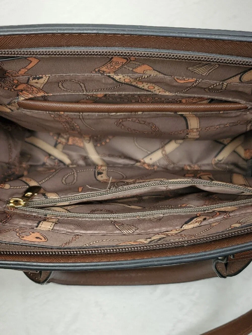Brown Satchel Handbag with Double Top Handles & Adjustable Crossbody Strap NWOT